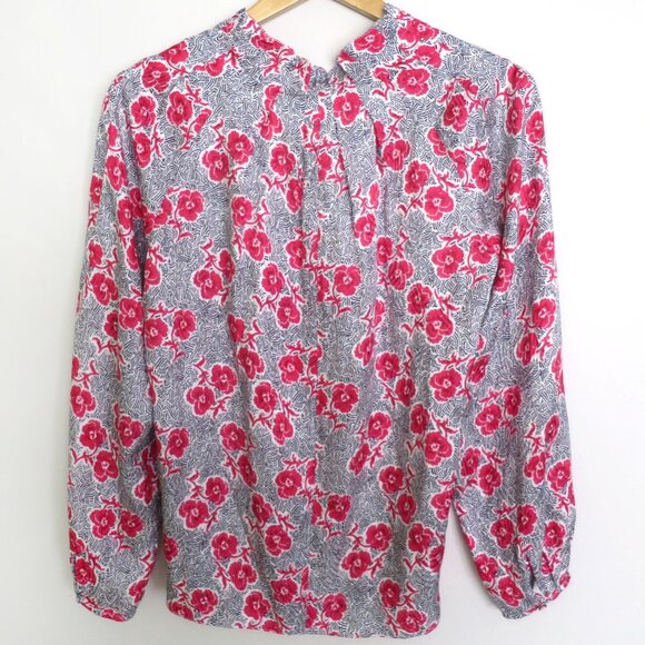 Rebecca Taylor Coral Fleur Long Sleeves Silk Blouse Size 8 - Picture 7 of 10